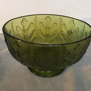 Vintage 1975 FTD avocado green footed serving bowl